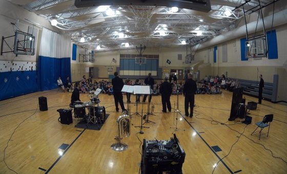 The backstage view of Brass 5 during an education program.